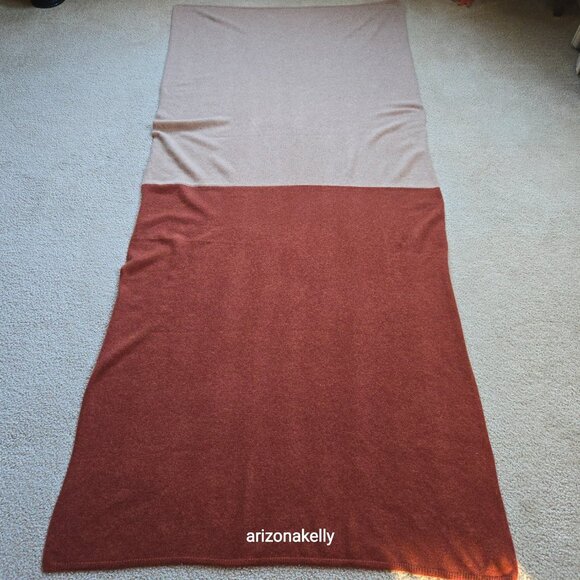 NWOT Halogen Cashmere Wrap Scarf Redwood and Natural Oatmeal Color - Picture 6 of 11